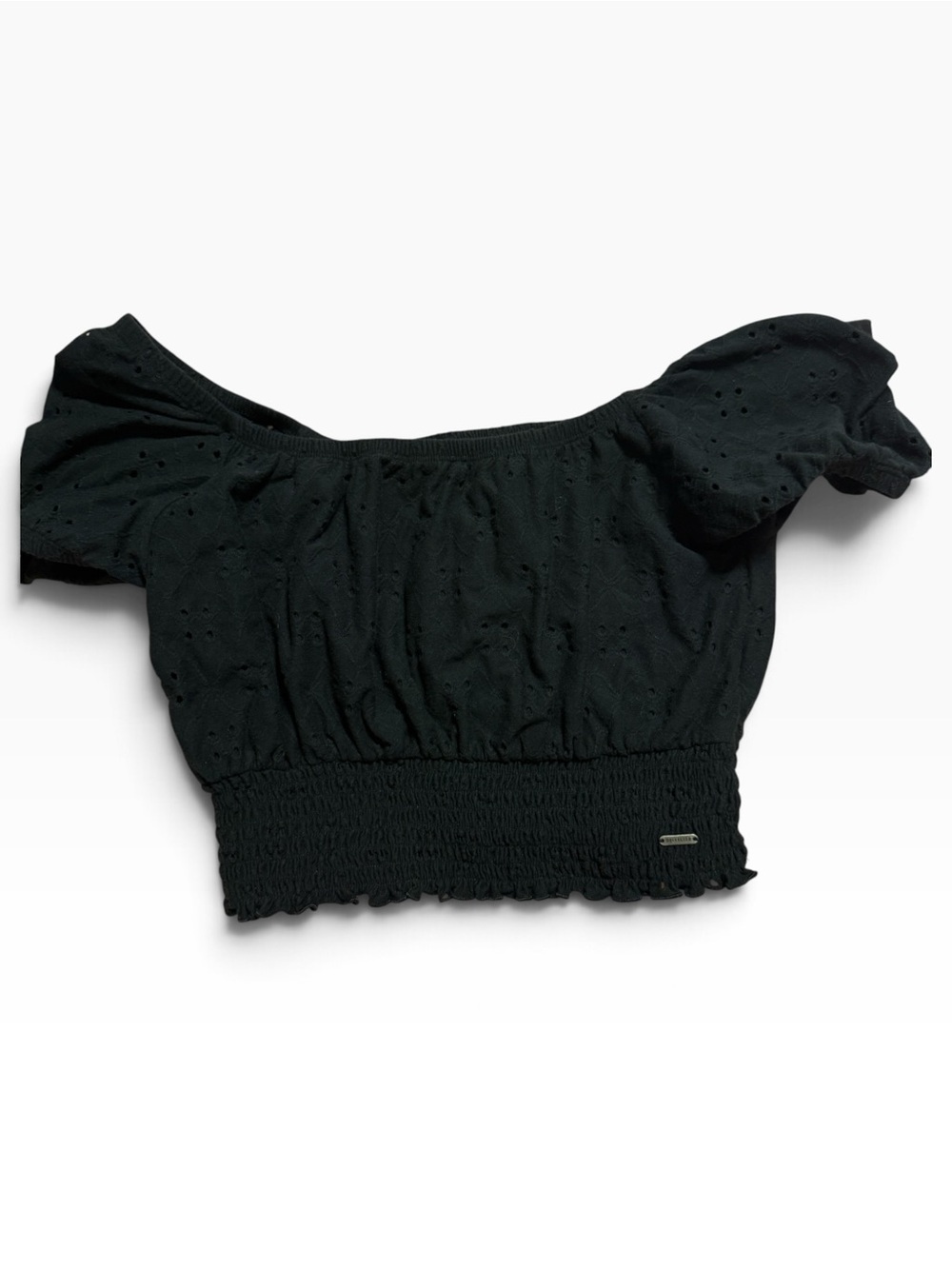 Hollister black eyelet cropped top